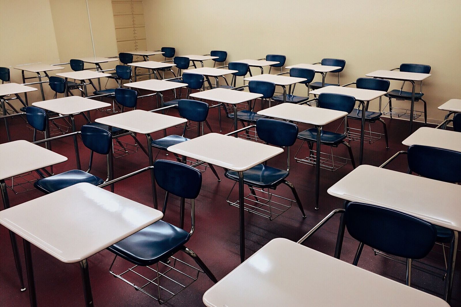 Classroom desks representing school districts that serve families in Newcastle, Oklahoma